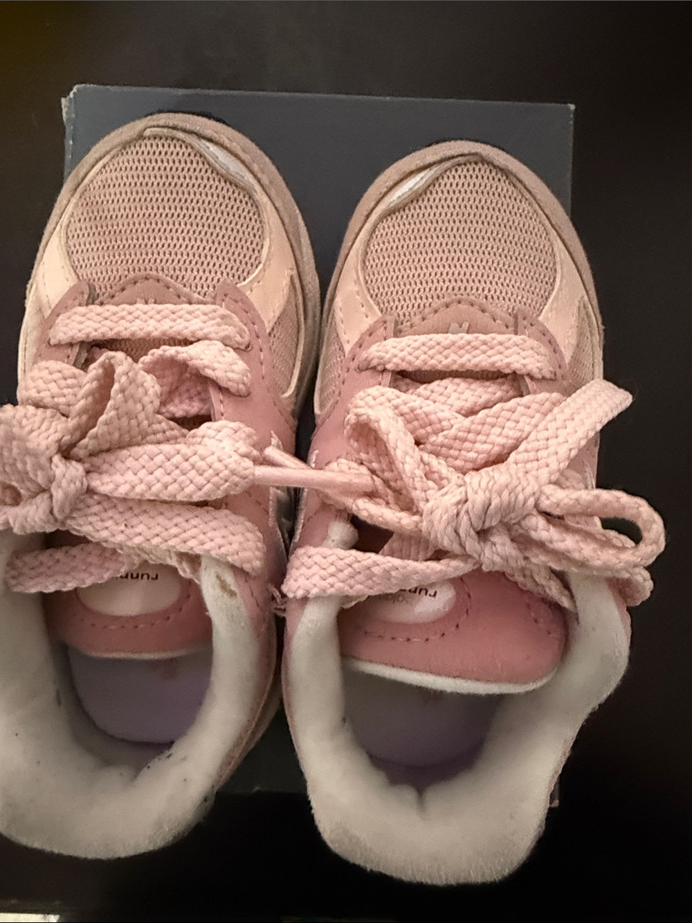 New Balance Pink Kids Lace-Up Sneakers with Plush Collar